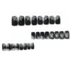 JP2511 Halloween Matte Black French Tip Press On Nails with Gothic Art Designs - 3D Skull Spider Web Haunted House Patterns Salon Quality Reusable Fake Nails DIY Kit for Women