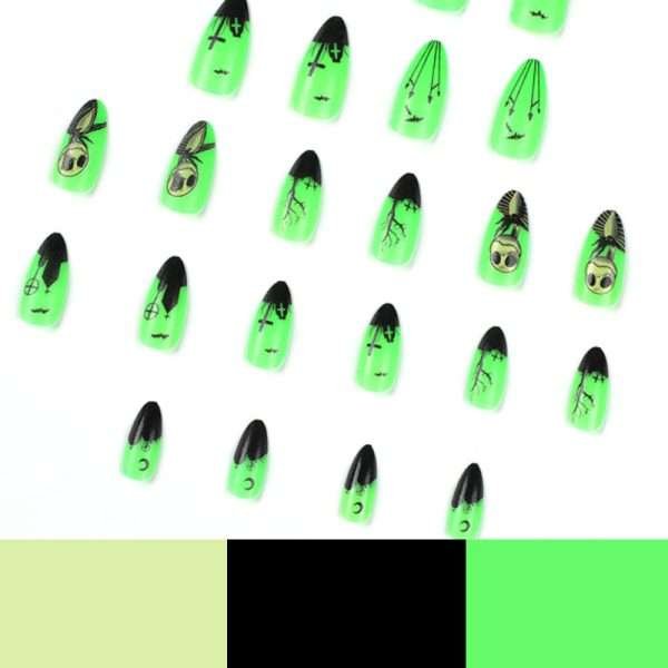 O1CN01HVoyVE2NGHhlBHwiR_!!4234819935-0-cib JP1264 French Salon-Grade Halloween Press-Ons: Glow Green/Black Edge Designs | Reusable & 50% Cheaper vs. Salons! 💚🖤👻