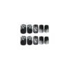 JP2511 Halloween Matte Black French Tip Press On Nails with Gothic Art Designs - 3D Skull Spider Web Haunted House Patterns Salon Quality Reusable Fake Nails DIY Kit for Women