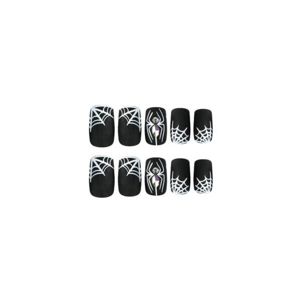 O1CN01MBCptN2NGHlRflE0e_!!4234819935-0-cib JP2511 Halloween Matte Black French Tip Press On Nails with Gothic Art Designs - 3D Skull Spider Web Haunted House Patterns Salon Quality Reusable Fake Nails DIY Kit for Women