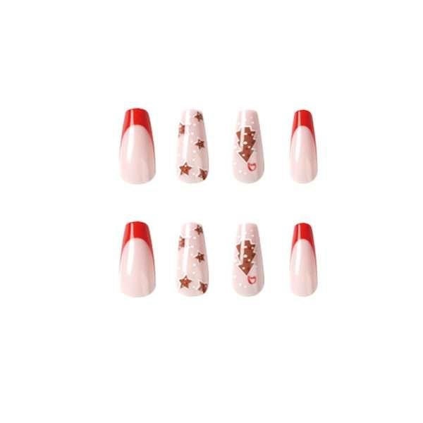 O1CN011ocasi2NGHgsect5Q_!!4234819935-0-cib JP1888 Non-Slip Medium Nails: Survives Deadlifts & Spin Classes! 🏋️♀️🚴♀️ Christmas tree star snow flower simplicity red side reusable press on nails fake nails false nails press-ons beauty