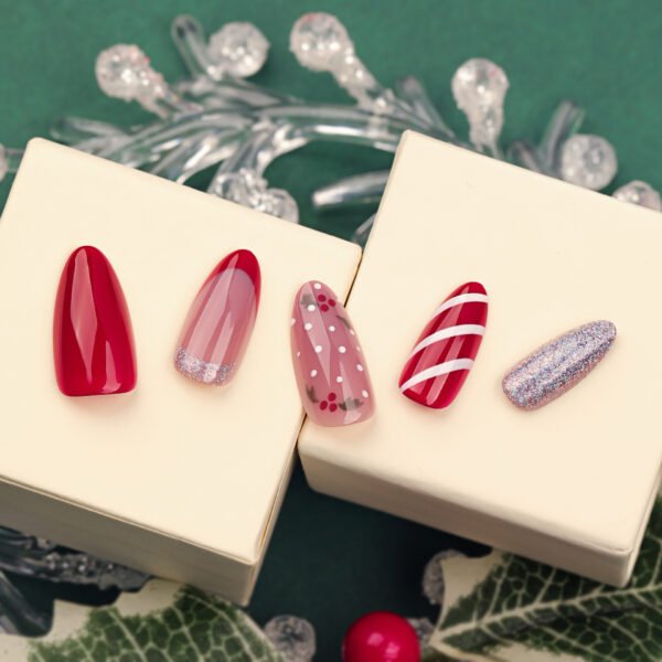 O1CN013s20UH2NGHtXvQeON_!!4234819935-0-cib JP3454 Date Night Almond Nails: Salon-Quality Shine, 5-Minute Magic! 💍🌙 French candy stripe silver glitter Christmas reusable press on nails fake nails press-ons nail salon beauty