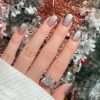 JP1980 Wedding Guest Cat Eye Press-Ons: Photo-Ready Shine, 3-Day Chip-Free! 👰♀️📸  cat'eye light luxury silver glitter reusable press on nails fake nails press-ons nail salon beauty