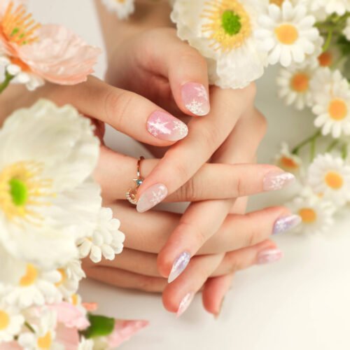 JP2699 Almond Press-On Nails for Office Days: Chip-Proof & Silent Typing Ready! 💻📁  Christmas gift gradient snow reusable press on nails fake nails press-ons nail salon beauty