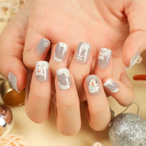 JP2692 Petite Snow Boy Press-Ons: Handmade Holiday Magic That Fits Short Nails & Defies Salons’ 0 Grinch Tax! ☃️✨