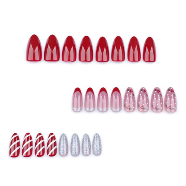 O1CN01RVl8EZ2NGHtWTLvOf_!!4234819935-0-cib JP3454 Date Night Almond Nails: Salon-Quality Shine, 5-Minute Magic! 💍🌙 French candy stripe silver glitter Christmas reusable press on nails fake nails press-ons nail salon beauty