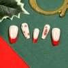 JP1888 Non-Slip Medium Nails: Survives Deadlifts & Spin Classes! 🏋️♀️🚴♀️  Christmas tree star snow flower simplicity red side reusable press on nails fake nails false nails press-ons beauty