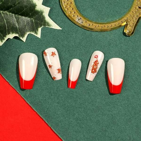 O1CN01WOK4I22NGHgrF0hZJ_!!4234819935-0-cib JP1888 Non-Slip Medium Nails: Survives Deadlifts & Spin Classes! 🏋️♀️🚴♀️ Christmas tree star snow flower simplicity red side reusable press on nails fake nails false nails press-ons beauty