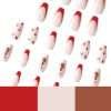 JP1888 Non-Slip Medium Nails: Survives Deadlifts & Spin Classes! 🏋️♀️🚴♀️  Christmas tree star snow flower simplicity red side reusable press on nails fake nails false nails press-ons beauty