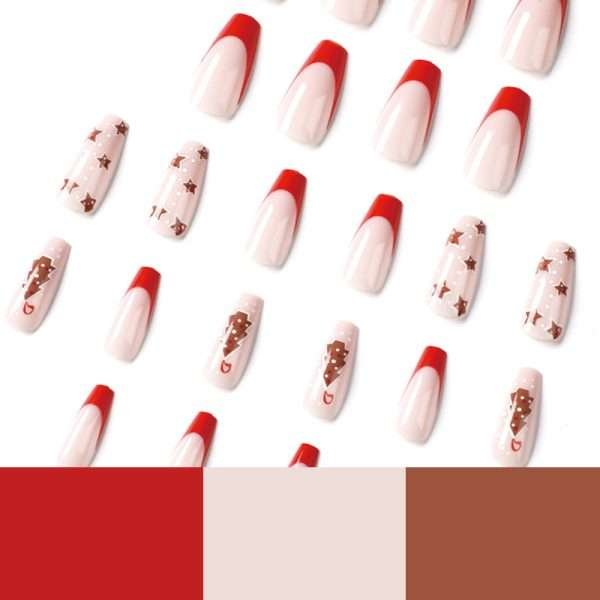 O1CN01iB4kL02NGHh0BAAZa_!!4234819935-0-cib JP1888 Non-Slip Medium Nails: Survives Deadlifts & Spin Classes! 🏋️♀️🚴♀️ Christmas tree star snow flower simplicity red side reusable press on nails fake nails false nails press-ons beauty