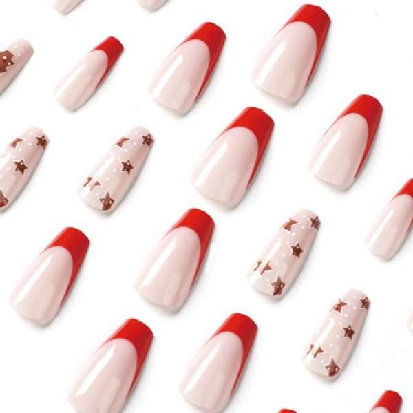 O1CN01jMkHhq2NGHh25Gen8_!!4234819935-0-cib JP1888 Non-Slip Medium Nails: Survives Deadlifts & Spin Classes! 🏋️♀️🚴♀️ Christmas tree star snow flower simplicity red side reusable press on nails fake nails false nails press-ons beauty