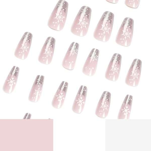 O1CN01nHTyo02NGHgp5BuiD_!!4234819935-0-cib JP1898 Christmas gift silver snow glitter reusable press on nails fake nails press-ons nail salon beauty
