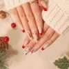 JP1888 Non-Slip Medium Nails: Survives Deadlifts & Spin Classes! 🏋️♀️🚴♀️  Christmas tree star snow flower simplicity red side reusable press on nails fake nails false nails press-ons beauty