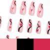 JP1759 Extra-Length French Tip Nails: Lightweight, No Glue & Office-to-Party Chic! 💼🌟  French long ballet black white lines love Valentine reusable press on nails fake nails press-ons nail salon beauty