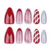 JP3454 Date Night Almond Nails: Salon-Quality Shine, 5-Minute Magic! 💍🌙  French candy stripe silver glitter Christmas reusable press on nails fake nails press-ons nail salon beauty