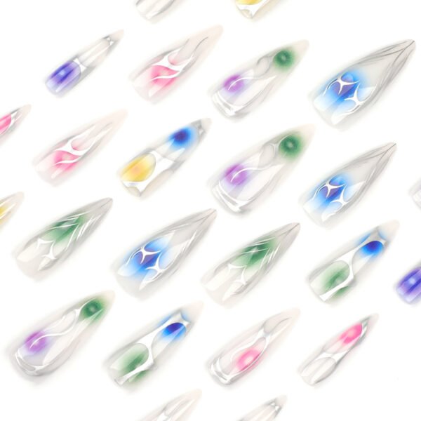JP3476-​Nebula Flame Stiletto Press Ons: Psychedelic Ombré ✦ Quantum Chrome Fire​​ 🌌 Salons Can't Ignite This!