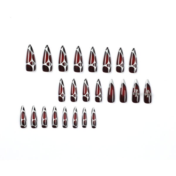 O1CN013RfzvL2NGHhN4CvBm_!!4234819935-0-cib JP2052-⛓️ Silver Chrome Cross Stiletto Press-Ons | Gothic Glam, Zero Chains to Salons.