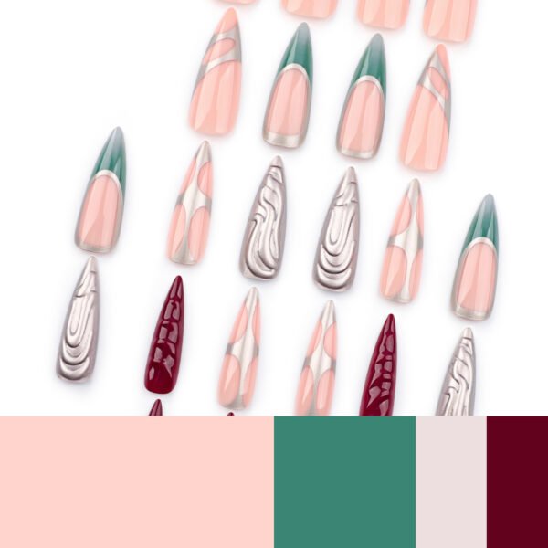 O1CN0166G7hg2NGHukruSaG_!!4234819935-0-cib JP3523-Unleash Your Inner Rebel: French Y2K Press On Nails Punk Style Silver Glitter 3D Designs | Long Stiletto Reusable Fake Nails for Concerts & Parties