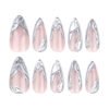 JP3326-⚙️ Quantum Chrome: Architectural French Almonds with Neural-Mapped 3D Forms​​ (Vogue Paris: "Robotic Precision Meets Haute Couture Rebellion")