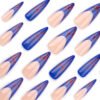 JP3510-🔥 Blue French Flame Stiletto Press-Ons | Salon-Level Drama, Zero Commitment!
