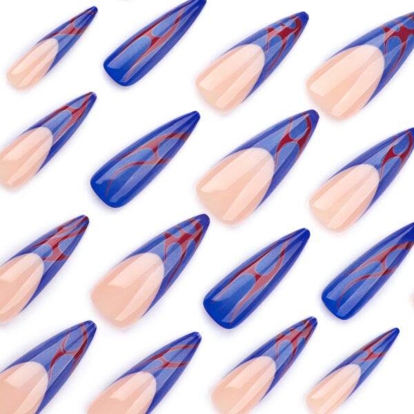 JP3510-🔥 Blue French Flame Stiletto Press-Ons | Salon-Level Drama, Zero Commitment!