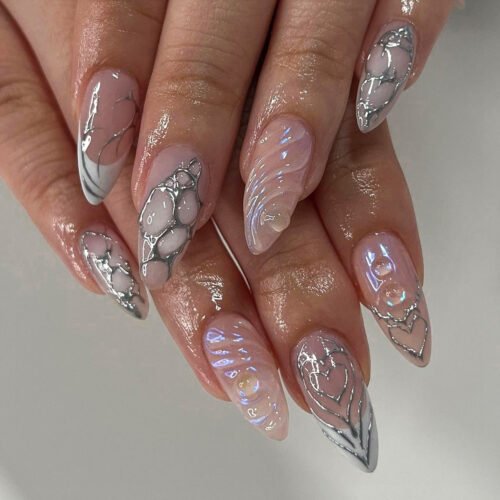 JP2786-Hydrodynamic Wave Almonds: Salon-Defying 3D French Tips​​ (Vogue UK: "The Haute Hydraulics Revolution")