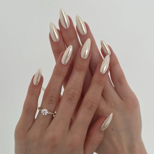 JL0694-🔵 HYDROSTATIC GLIDE: Quantum-Polished Almonds with Liquid Metal Flare​​ (Vogue: "CERN-Grade Chroma for Subsonic Socialites")