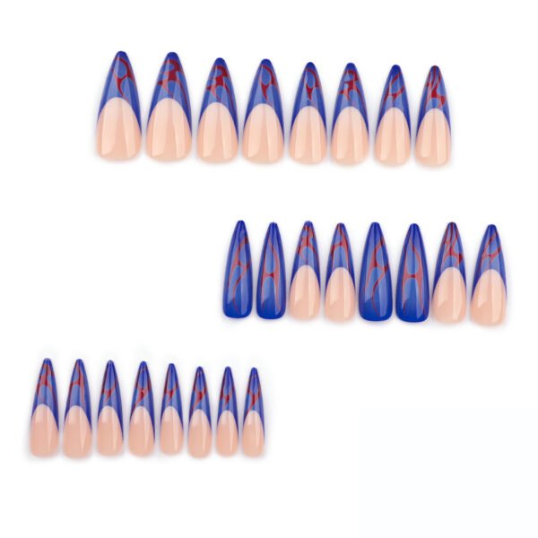 JP3510-🔥 Blue French Flame Stiletto Press-Ons | Salon-Level Drama, Zero Commitment!