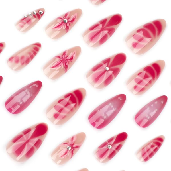 JP3446-⚡️ Vice Squad Blossoms: 3D Flower Almonds w/ SWAT-Grade Gem Lock​​ (Rolling Stone: "Narcotics-Proof Nails for the Courtroom Renegade")