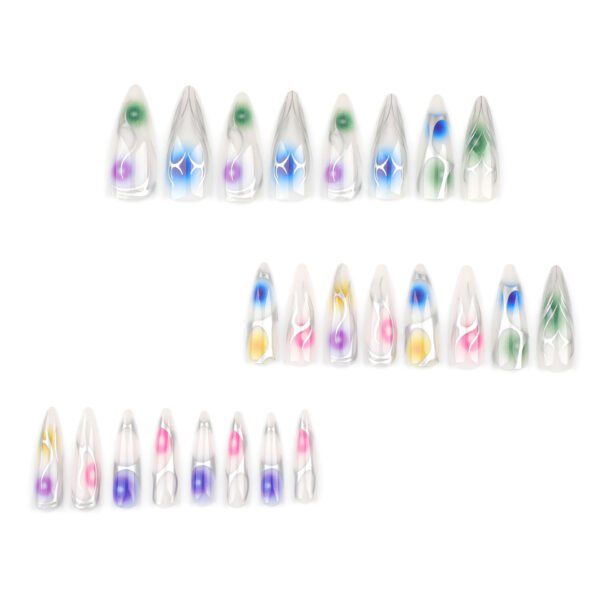 JP3476-​Nebula Flame Stiletto Press Ons: Psychedelic Ombré ✦ Quantum Chrome Fire​​ 🌌 Salons Can't Ignite This!