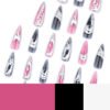 JP3525-Quantum Chrome Press Ons: Nebula Smoke ✦ 3D Liquid Metal Tips​​ ✨ Vanquish Salons!