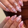 JP3848-💖 Cardiogram Glam: Surgical Pink Almonds w/ Diamond Heart Artillery​​ (Vogue Business: "Haute Hemodynamics for the Scalpel Socialite")