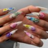 JP3476-​Nebula Flame Stiletto Press Ons: Psychedelic Ombré ✦ Quantum Chrome Fire​​ 🌌 Salons Can't Ignite This!