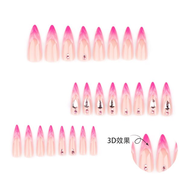 JP3391-Venus Stiletto Press Ons: Rose Chrome Ombré ✦ 3D Crystal Shrapnel​​ ✨ Make Salons Blush!