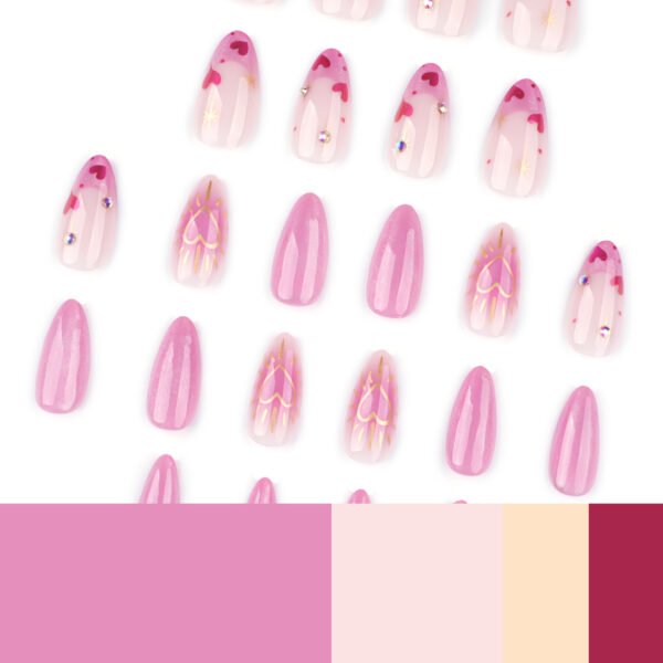 O1CN01IUMVot2NGHyPqWFGh_!!4234819935-0-cib JP3848-💖 Cardiogram Glam: Surgical Pink Almonds w/ Diamond Heart Artillery (Vogue Business: "Haute Hemodynamics for the Scalpel Socialite")