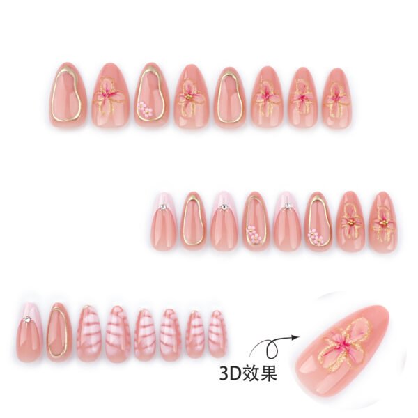 JP3514-❄️ Arctic Elegance: Frosted French Almond Press-Ons with 3D Water-Drop Pearls​​ (Vogue UK: "Cryo-Couture Nails Hauling Boardrooms & Beach Weddings")