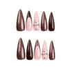 JP3114-❄️ Crystalline Empress Long Stiletto Press-Ons: Snow-Queen French Tips w/ Icefire Diamonds​