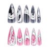 JP3525-Quantum Chrome Press Ons: Nebula Smoke ✦ 3D Liquid Metal Tips​​ ✨ Vanquish Salons!