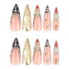 JP3648-Judgment Day Stiletto Press Ons - 3D Cross Chrome ✦ Leopard French Tips​​ ✨ Sinfully Sparkly!