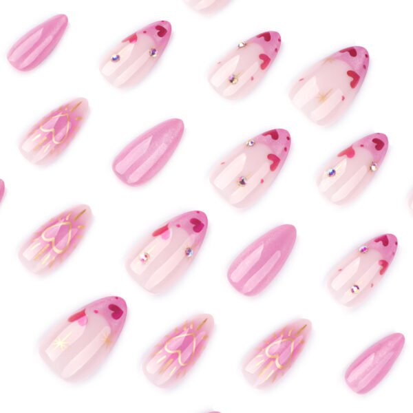 O1CN01Lr7oZH2NGHyPsT1fl_!!4234819935-0-cib JP3848-💖 Cardiogram Glam: Surgical Pink Almonds w/ Diamond Heart Artillery (Vogue Business: "Haute Hemodynamics for the Scalpel Socialite")