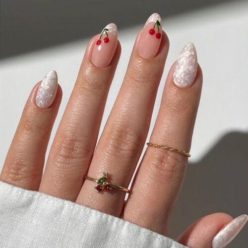 JP3928-🍒 Hematite Chic: Surgical Cherry Almonds w/ Triboelectric Glow​​ (Vogue Paris: "Minimalist Hematology for the Power Botanist")