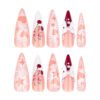 JP3392-Strawberry Vixen Press Ons: XXL Stiletto w/ 3D Bows & Constellation Charms​​ ✨ Love At First Tap!