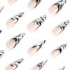 JP2820-⚫️⚪️ Graphic Stripe Stiletto Press-Ons: Rebel Elegance in 5 Minutes​