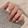 JP1325-🍂 Latte Hearts & Butterflies Stiletto Press-Ons | Salon-Soft Aura, Savage Convenience.