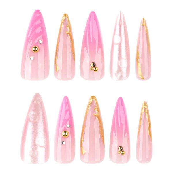 O1CN01Q9qiGZ2NGHy63sHY3_!!4234819935-0-cib JP3843-Luxury 3D French Press on Nails with Shell Design & Gold Foil: Salon-Quality Manicure at Home, Reusable & Easy to Apply