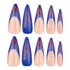 JP3510-🔥 Blue French Flame Stiletto Press-Ons | Salon-Level Drama, Zero Commitment!