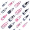 JP3525-Quantum Chrome Press Ons: Nebula Smoke ✦ 3D Liquid Metal Tips​​ ✨ Vanquish Salons!