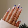JP1419-💧 Blue & White French Stiletto Press-Ons: Your Aegean Summer at Your Fingertips​