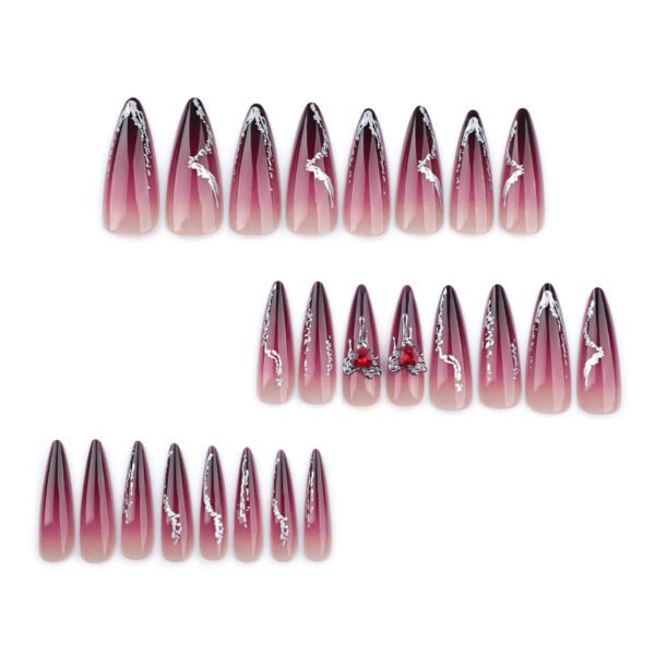 JP3475-Blood Moon Stiletto Press Ons: Obsidian Ombré ✦ Crushed Diamond Venom​​ 💎 Make Salons Bleed Envy!