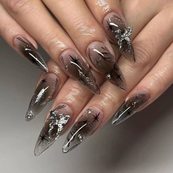 O1CN01W6vvQl2NGHonSEQgk_!!4234819935-0-cib JP3025-🪐 Necrochrome Eclipse: Galactic Goth Almonds w/ Obsidian Butterfly Relief (Nylon: "Crystalline Rebellion for the ICU Reaper")